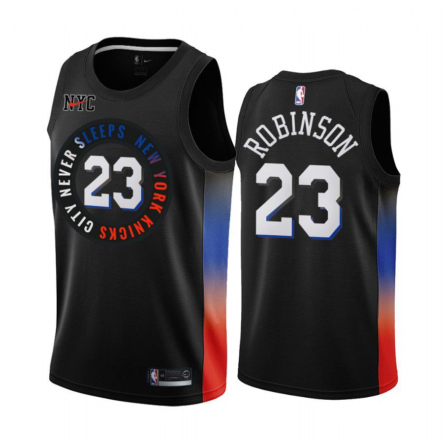 Men New York Knicks #23 mitchell robinson black city edition 2020 nba jersey->chicago bulls->NBA Jersey